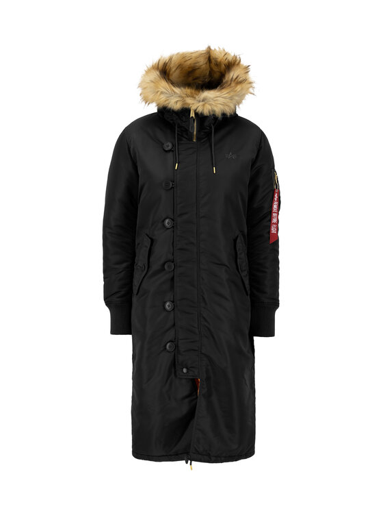 Alpha Industries Alpha Industries Kurtka zimowa Long Fishtail Field Jacket Women Czarny Regular Fit
