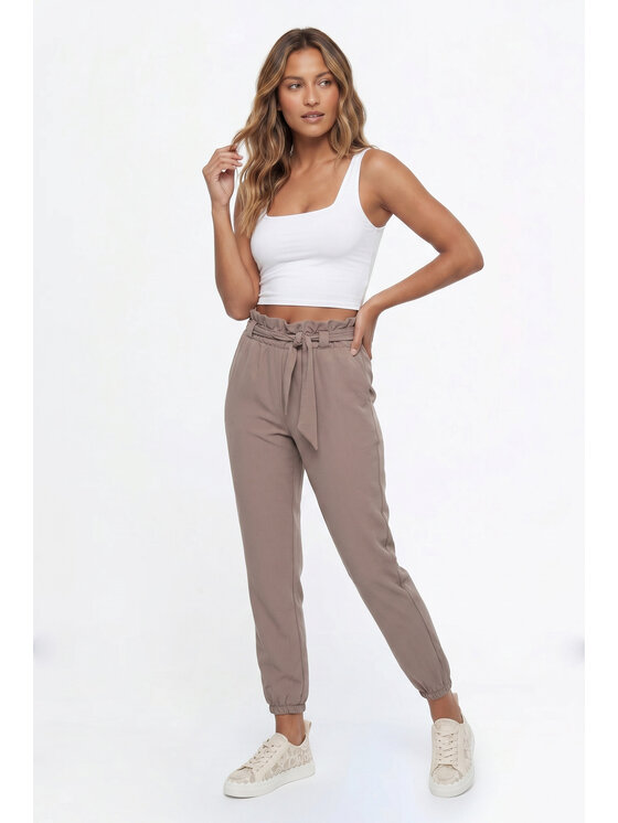 FIGL FIGL Bavlnené nohavice M1347 Hnedá Regular Fit