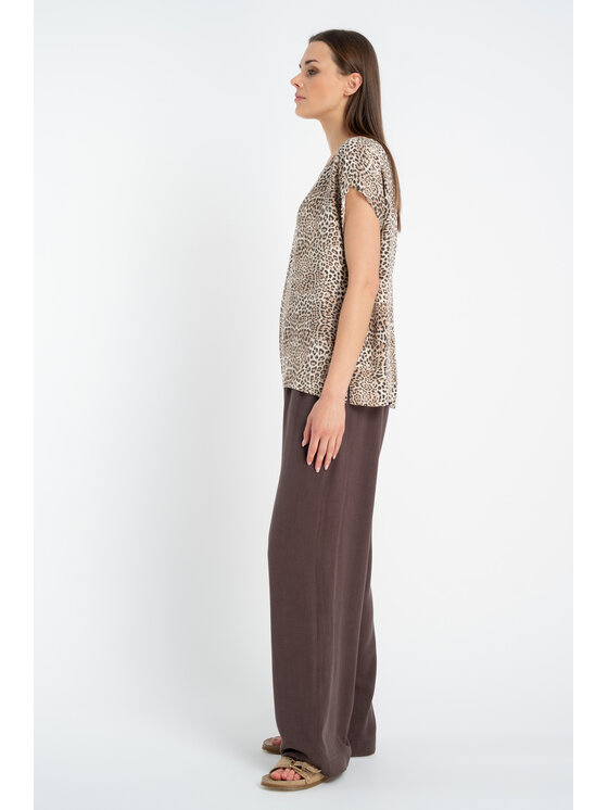 CLICK CLICK Μπλουζάκι 10-6884 Καφέ Loose Fit
