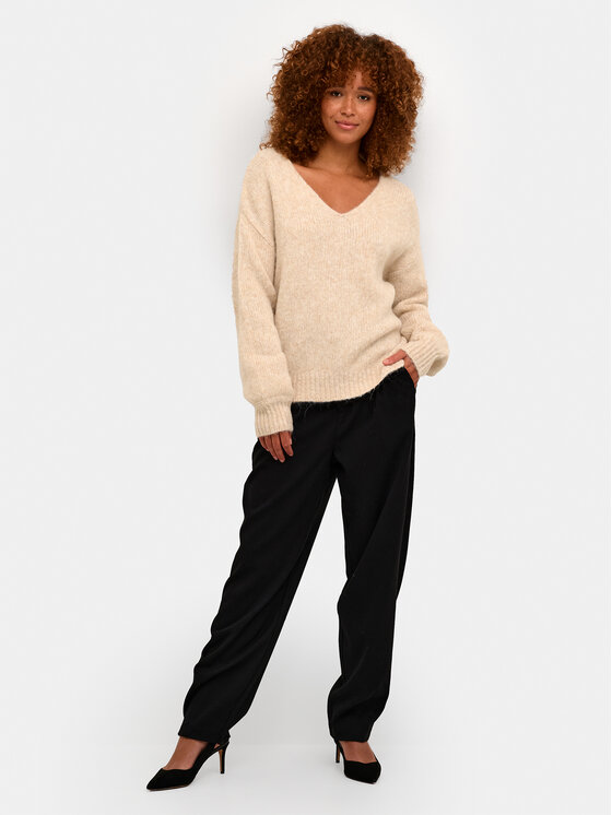 Kaffe Kaffe Sweter Sarla 10506829 1311061 Beżowy Relaxed Fit