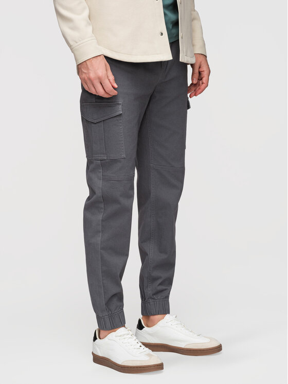 Ombre Ombre Joggery OM-PAJO-0290 Szary ciemny Regular Fit