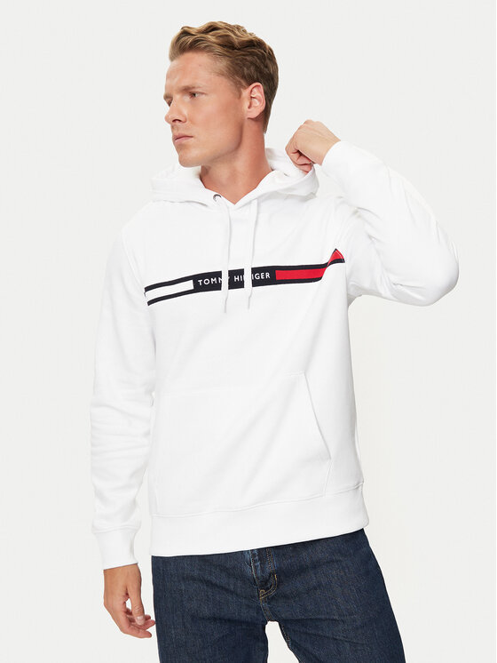 Tommy Hilfiger Džemperis ar kapuci MW0MW37361 Balts Regular Fit