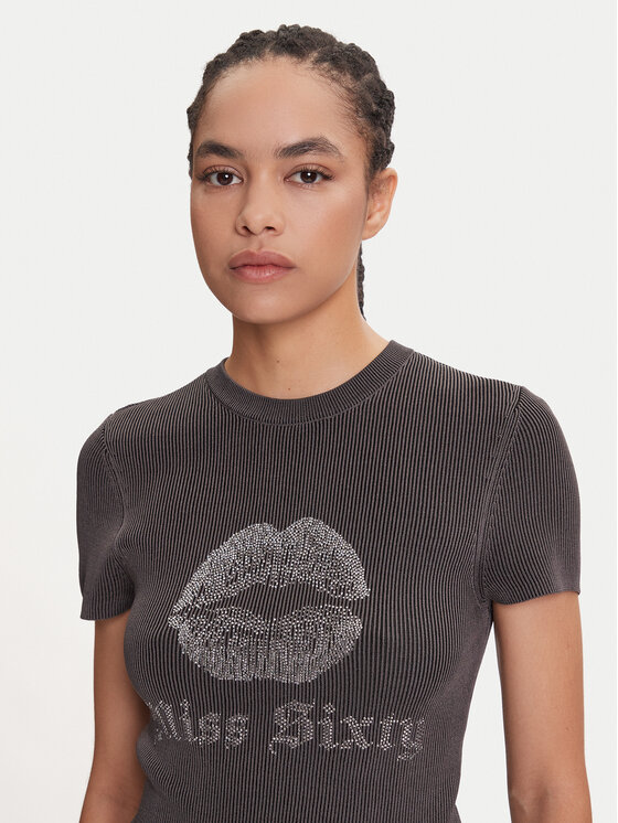 Miss Sixty Miss Sixty T-Shirt 6S1RJ23100 Szary Slim Fit