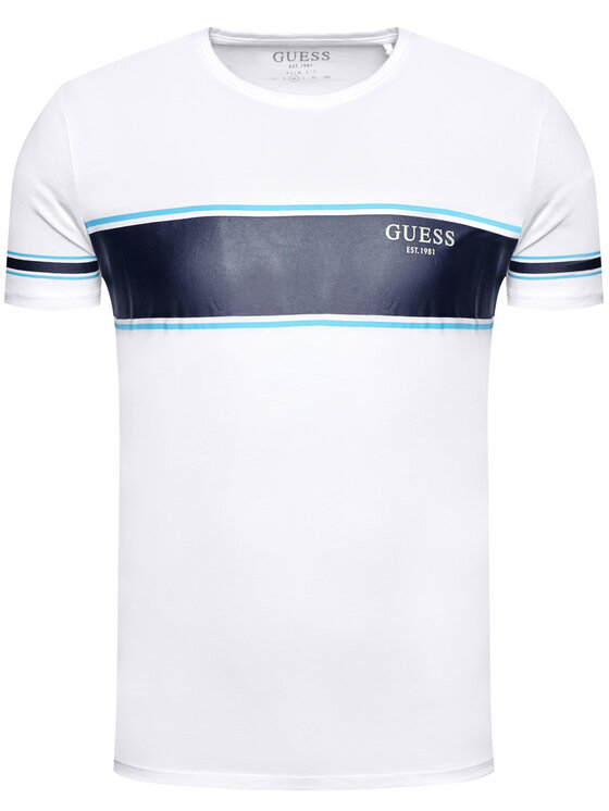 Guess Guess T-shirt Placed Print M1RI56 K8HM0 Bianco Slim Fit