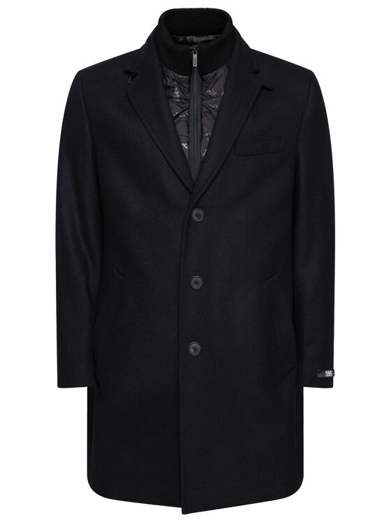 KARL LAGERFELD KARL LAGERFELD Gyapjú kabát Twister 455704 502799 Fekete Regular Fit