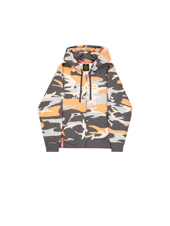 Alpha Industries Alpha Industries Bluza Basic Camo Puff Print Zip Hoodie Pomarańczowy Regular Fit