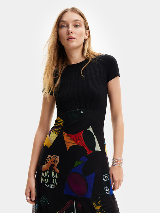 Desigual Desigual Igapäevane kleit MONSIEUR CHRISTIAN LACROIX Lin 24SWVK47 Must Regular Fit