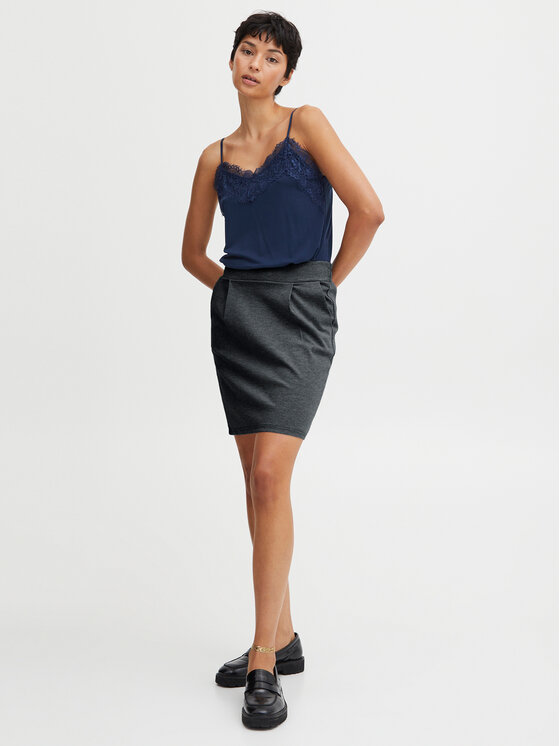 ICHI ICHI Φούστα mini 20105037 Γκρι Regular Fit