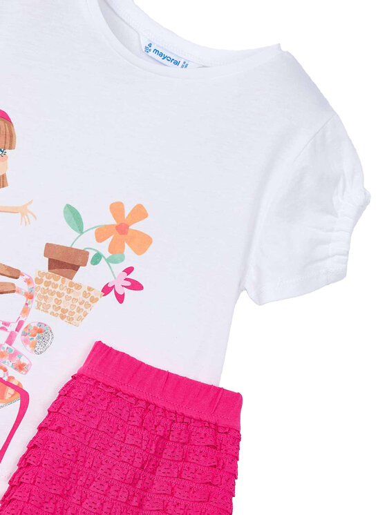 Mayoral Mayoral Set tricou și pantaloni scurți 3211 Roz Regular Fit