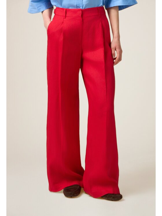 Oltre Oltre Spodnie materiałowe P014R008438N016 Czerwony Baggy Fit