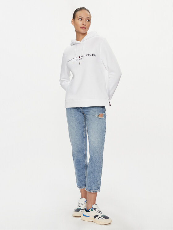 Tommy Hilfiger Tommy Hilfiger Majica dugih rukava Heritage WW0WW31998 Bijela Regular Fit