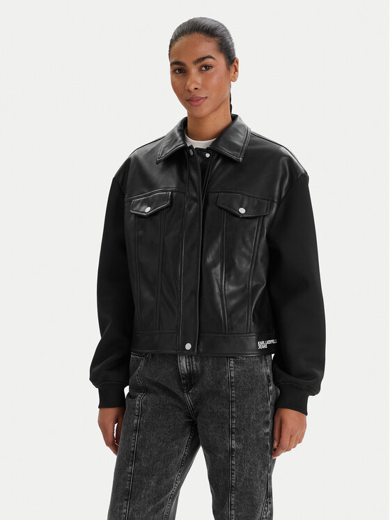 Karl Lagerfeld Jeans Karl Lagerfeld Jeans Яке от имитация на кожа B1W15027 Черен Regular Fit