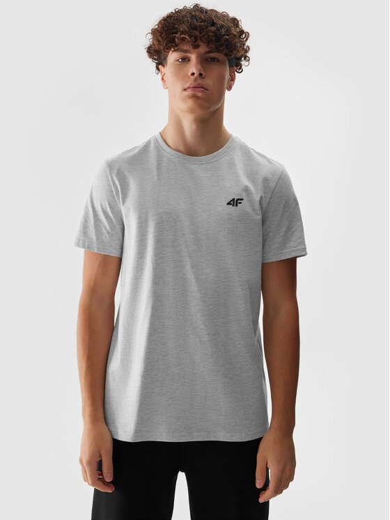 4F 4F T-Shirt 4FWSS24TTSHM1154-27M Szary Regular Fit