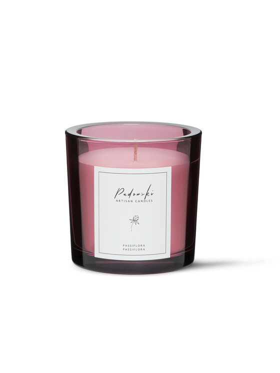 Padowski Artisan Candles Padowski Artisan Candles Świeca zapachowa PASSIFLORA - ŚWIECA SOJOWA W JASNO RÓŻOWYM SZKLE Różowy