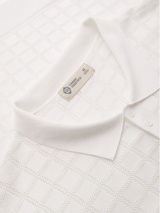 Ombre Ombre Polo OM-POSS-0168 Biały Regular Fit
