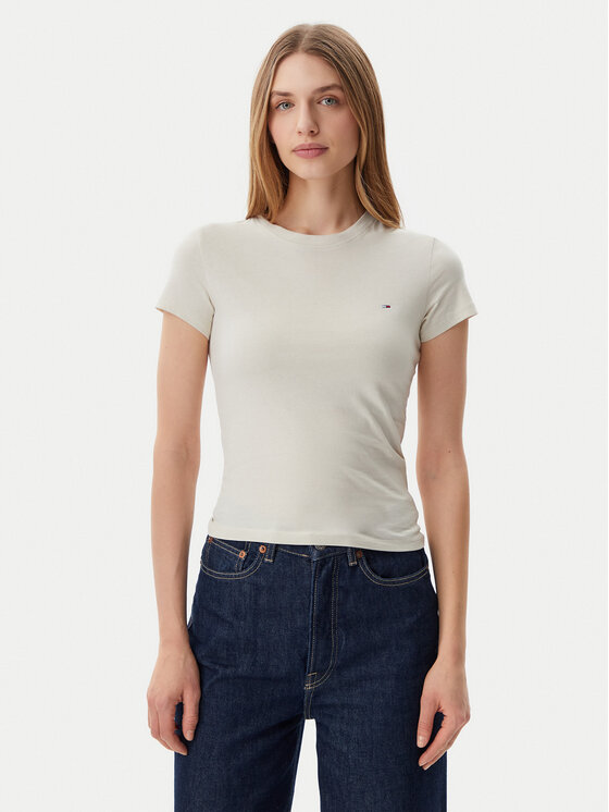 Tommy Jeans Tommy Jeans Póló DW0DW20459 Bézs Slim Fit