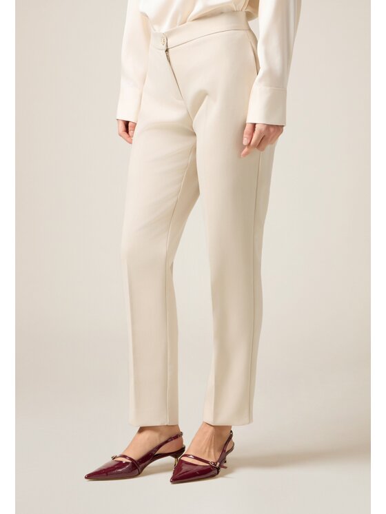 Oltre Oltre Pantaloni di tessuto P017R109099N002 Bianco Regular Fit