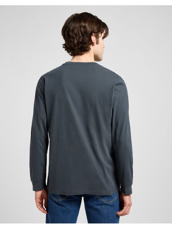 Lee Lee T-Shirt LS PATCH LOGO TEE Niebieski Regular Fit