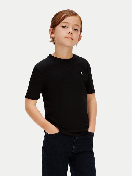 Calvin Klein Jeans Tricou Mono Mini Badge LV1CKSJA30 Negru Regular Fit
