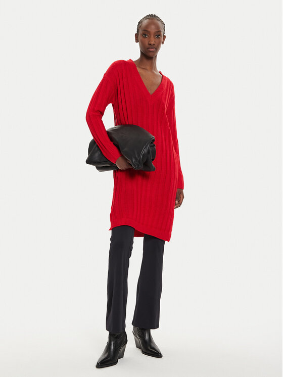 Brave Soul Brave Soul Vestito di maglia LKD-230MARTHADRB Rosso Oversize