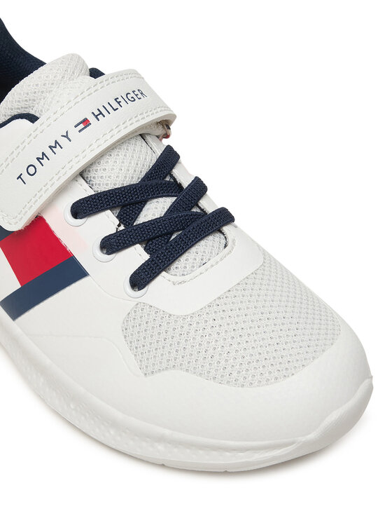 Tommy Hilfiger Tommy Hilfiger Сникърси Flag Low Cut Lace-Up/Velcro T1X9-34369-1843 S Бял