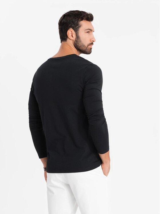 Ombre Ombre Longsleeve OM-LSBC-0123 Czarny Slim Fit