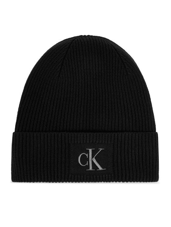 Calvin Klein Calvin Klein Mütze Embroidered Rib Cotton Beanie LV04F8097G Schwarz