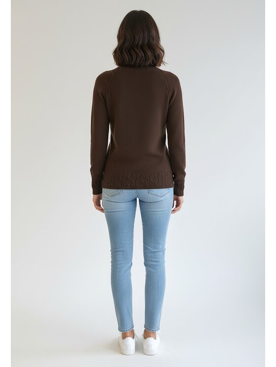 FIGL FIGL Svetr M1269 Hnědá Regular Fit
