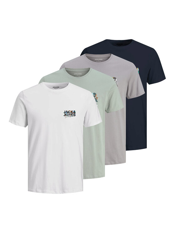 Jack & Jones Jack & Jones 4 t-kreklu kompleksts Geplas 12288304 Daudzkrāsains Regular Fit