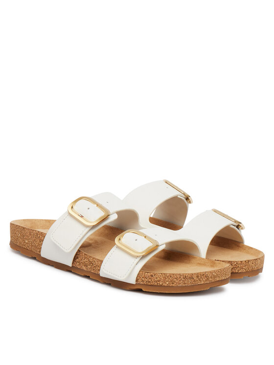 Tommy Hilfiger Tommy Hilfiger Plätud Double Strap Cork Sandals FW0FW09118 Valge