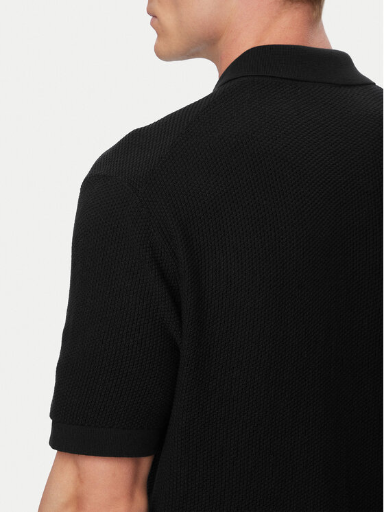 Calvin Klein Calvin Klein Тениска с яка и копчета LV04LG313G Черен Regular Fit