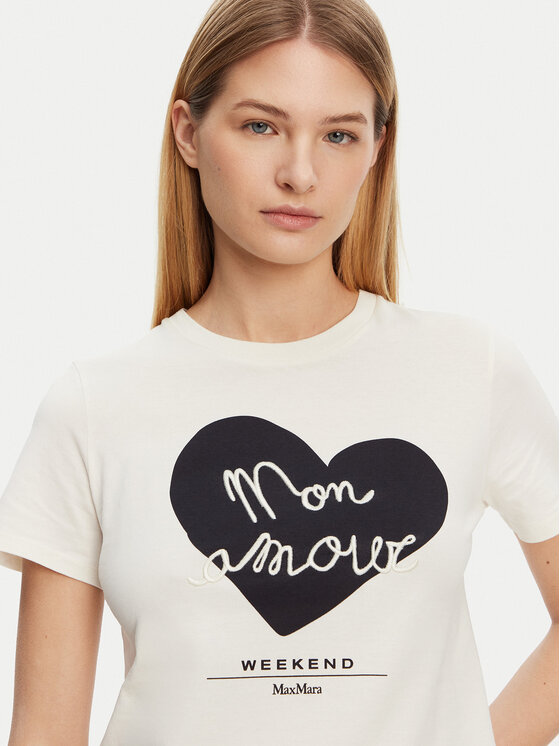 Weekend Max Mara Weekend Max Mara Tricou Vello 2515971051 Écru Regular Fit