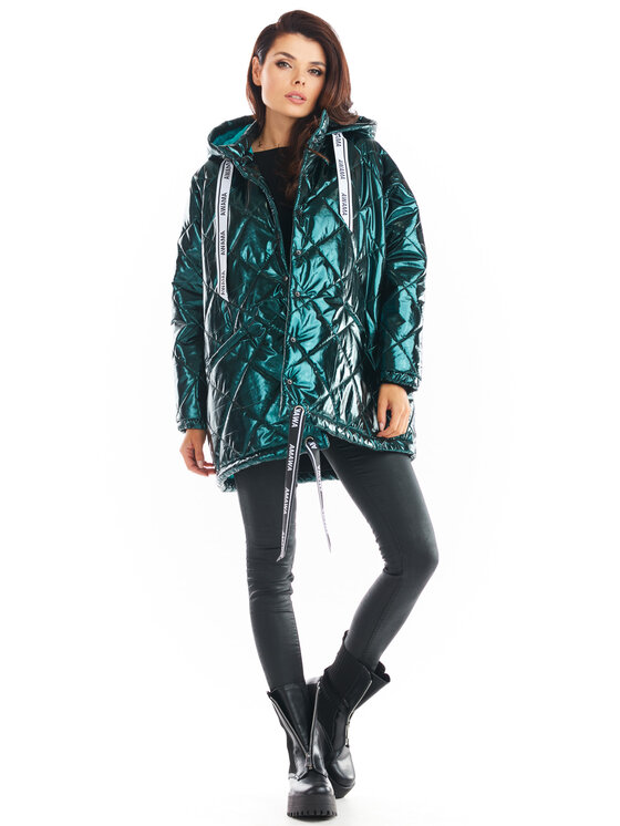 Awama Awama Kurtka damska A385 Zielony Basic Fit