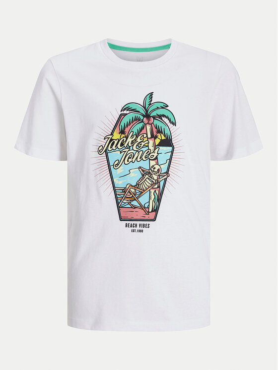 Jack & Jones Junior Jack & Jones Junior T-Shirt Elijah 12269825 Biały Regular Fit