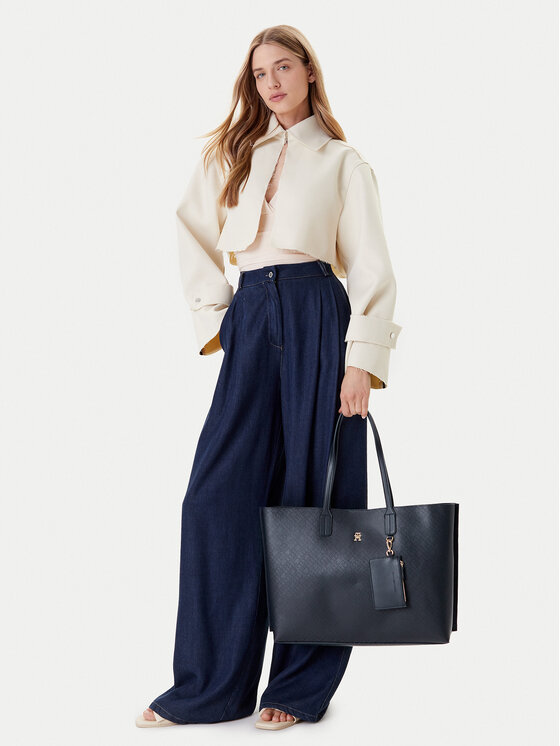 Tommy Hilfiger Tommy Hilfiger Torbica Th Distinct Tote Mono AW0AW17195 Tamnoplava