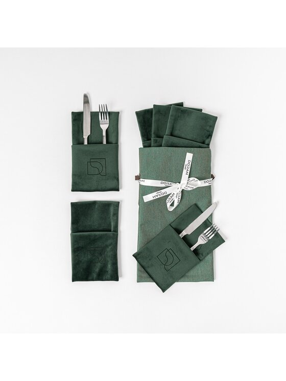 Dekoracja Doram design, Welurowe etui na sztućce Garden 6 szt.