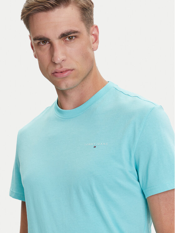 Tommy Jeans Tommy Jeans T-krekls Linear Chest DM0DM21780 Zaļš Slim Fit