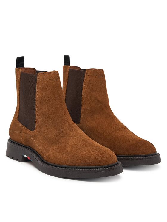 Tommy Hilfiger Tommy Hilfiger Štibletai Corporate Casual Suede Chelsea FM0FM05952 Ruda