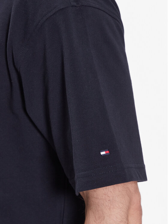 Tommy Hilfiger Tommy Hilfiger Тениска с яка и копчета Monogram Placket MW0MW30785 Тъмносин Loose Fit