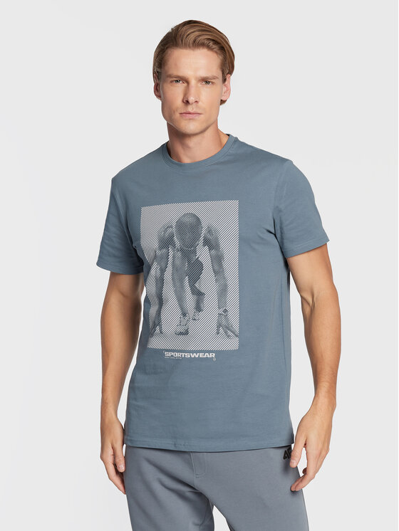 4F 4F Tricou H4Z22-TSM035 Albastru Regular Fit