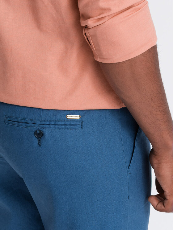 Ombre Ombre Kalhoty z materiálu OM-PACP-0198 Modrá Chino Fit