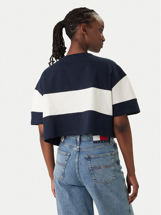 Tommy Jeans Tommy Jeans T-Shirt Badge Colour-Blocked DW0DW18706 Tmavomodrá Oversize