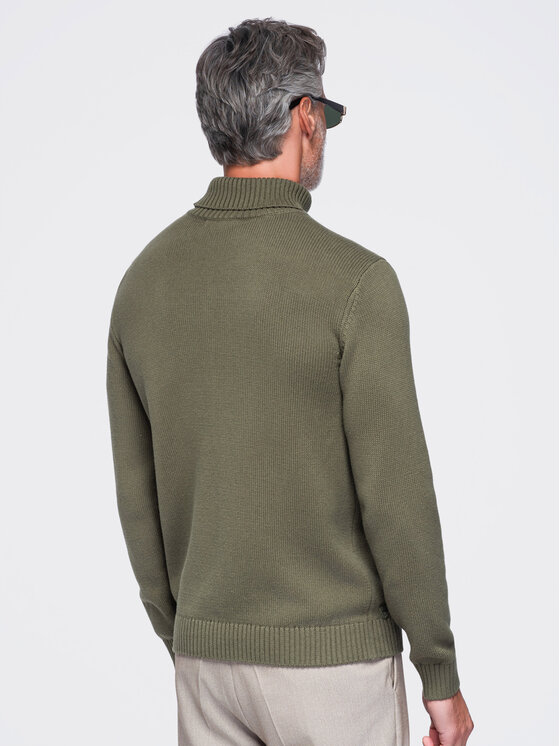 Ombre Ombre Svetr OM-SWTN-0192 Tmavě zelená Regular Fit
