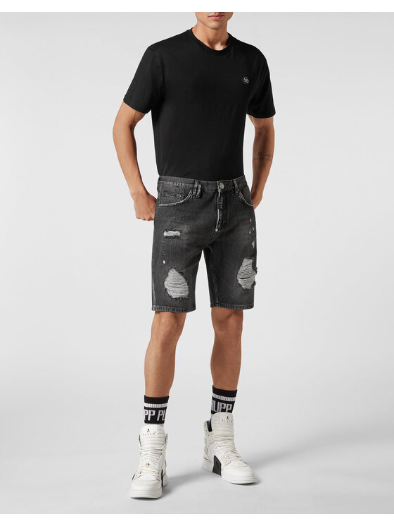 PHILIPP PLEIN PHILIPP PLEIN Džínsové šortky 8135 Sivá Regular Fit