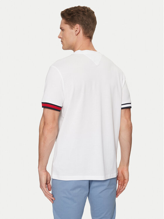 Tommy Hilfiger Tommy Hilfiger T-Shirt Global Stripe MW0MW38078 Biały Regular Fit