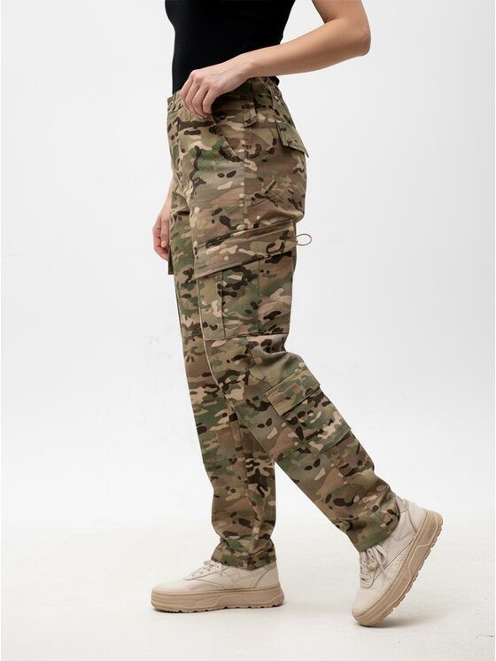 Jigga Wear Jigga Wear Spodnie cargo Bojówki moro camo taktyczne ripstop 130537 Khaki Regular Fit