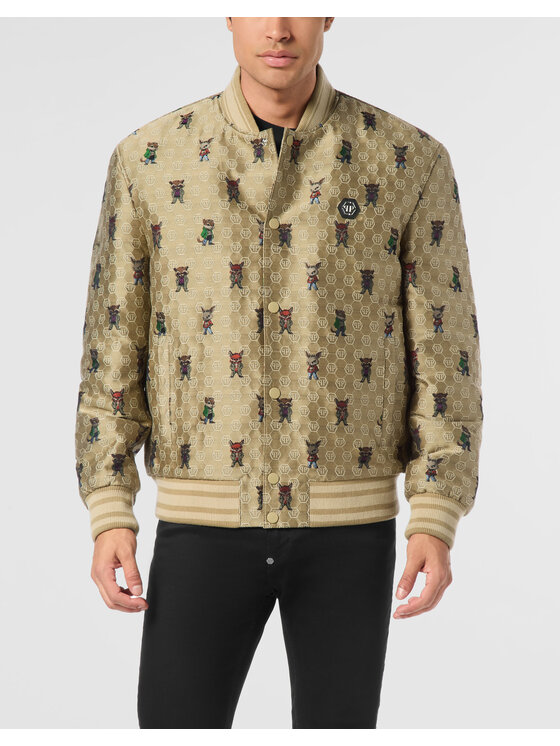PHILIPP PLEIN PHILIPP PLEIN Kurtka bomber 26061 Beżowy Regular Fit