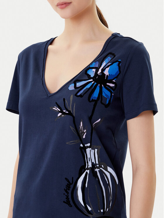 Desigual Desigual Tričko Dumas 25WWTK28 Tmavomodrá Regular Fit