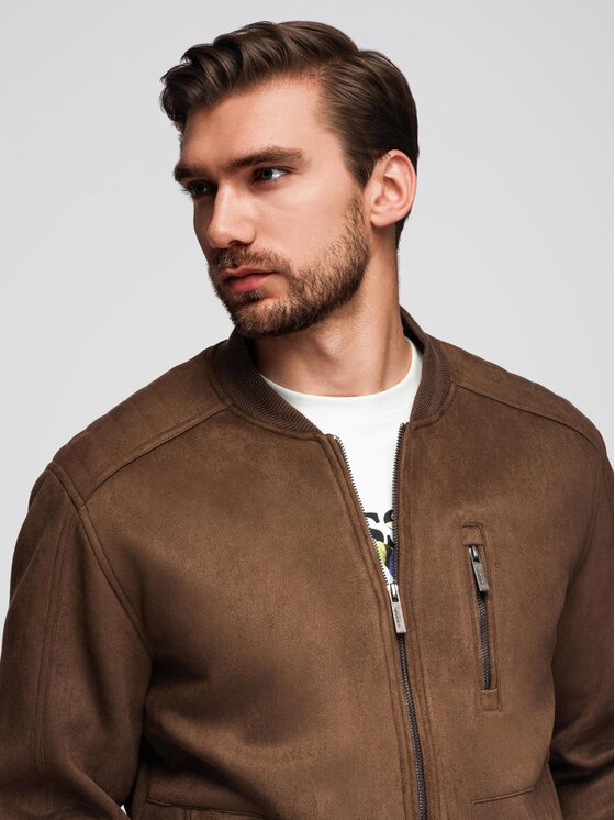 Ombre Ombre Kurtka bomber OM-JAFL-0232 Brązowy Regular Fit
