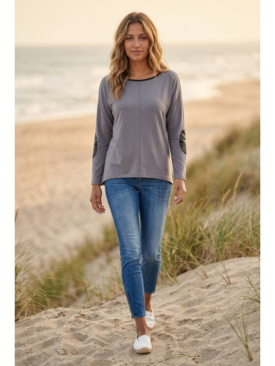 FIGL FIGL Svetr M1362 Šedá Regular Fit